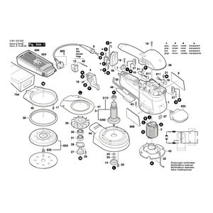 для эксцентриковой шлифмашины Bosch GEX 125 AC 230 V 0601372503, деталировка 1