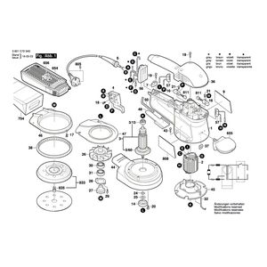 для эксцентриковой шлифмашины Bosch GEX 125 AC 230 V 3601C725A0, деталировка 1