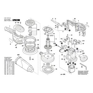 для эксцентриковой шлифмашины Bosch GEX 125-150 AVE 230 V 3601C7B100, деталировка 1