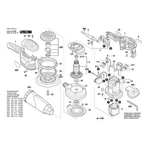 для эксцентриковой шлифмашины Bosch GEX 125-150 AVE 230 V 3601C7B101, деталировка 1