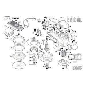 для эксцентриковой шлифмашины Bosch GEX 150 AC 230 V 3601C72703, деталировка 1