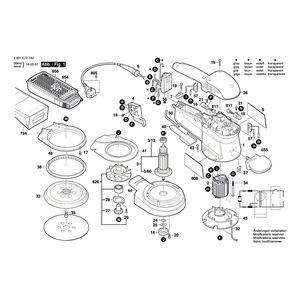 для эксцентриковой шлифмашины Bosch GEX 150 AC 230 V 3601C727A0, деталировка 1