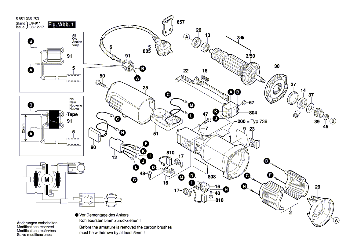 для эксцентриковой шлифмашины Bosch GEX 150 TURBO 230 V 0601250703, деталировка 1