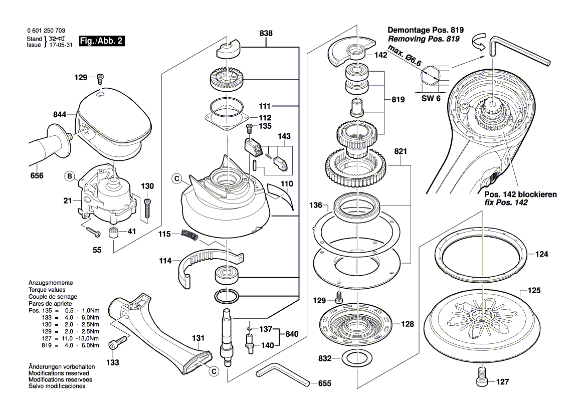 для эксцентриковой шлифмашины Bosch GEX 150 TURBO 230 V 0601250703, деталировка 2