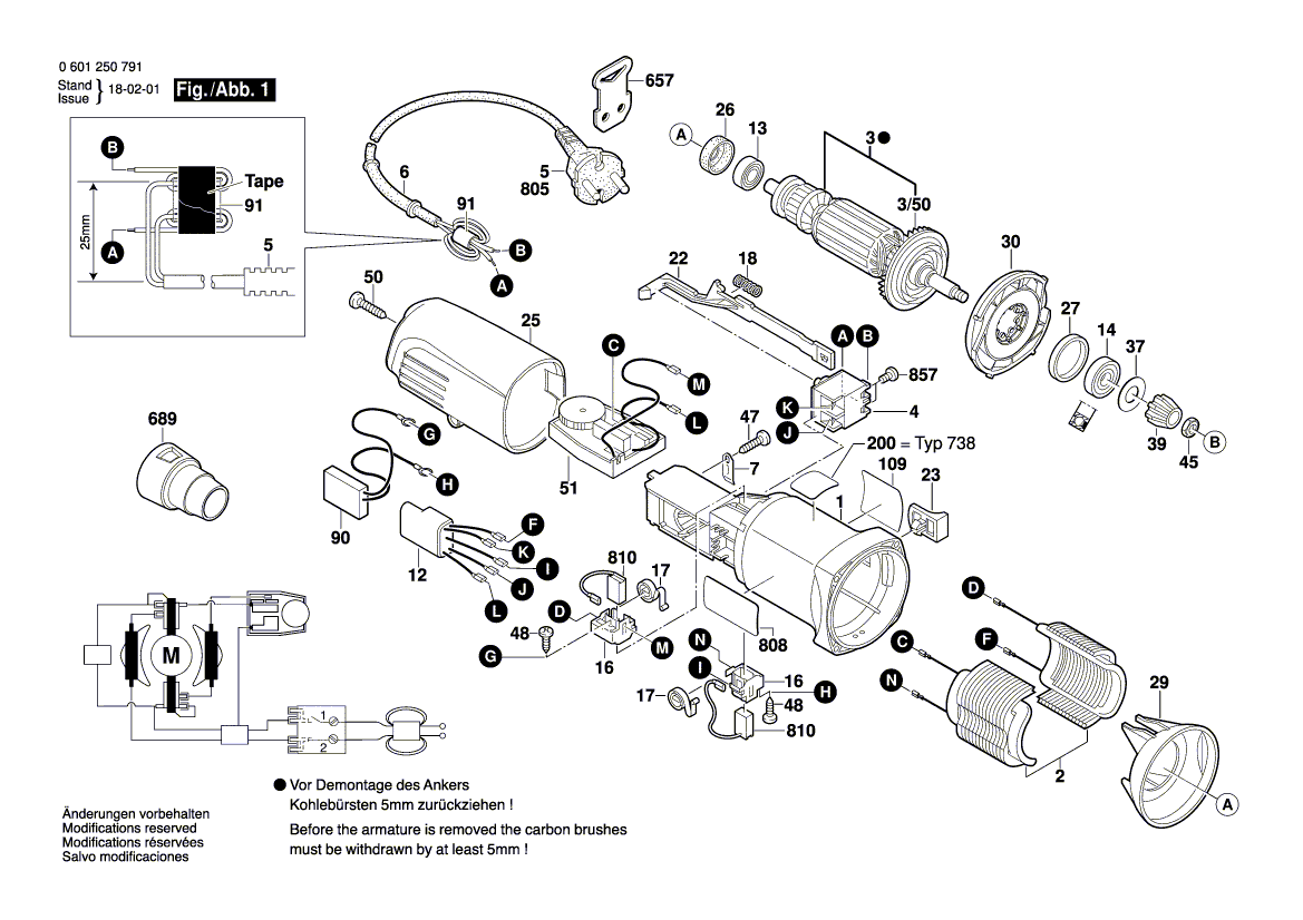 для эксцентриковой шлифмашины Bosch GEX 150 TURBO 230 V 0601250791, деталировка 1