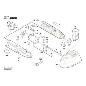 для вращающегося инструмента Bosch GRO 10,8 V-LI 10.8 V 3601JC5000, деталировка 1