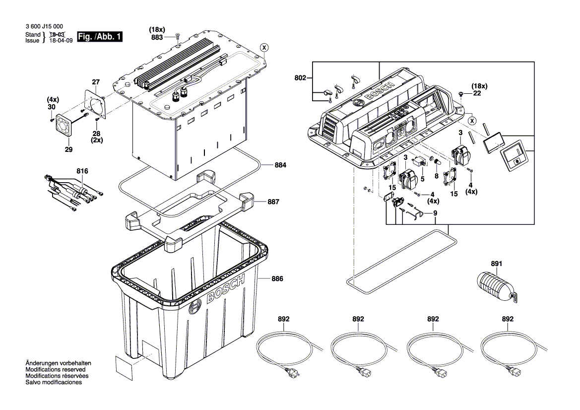 для генератора Bosch GEN 230V-1500 230 V 3600J15000, деталировка 1