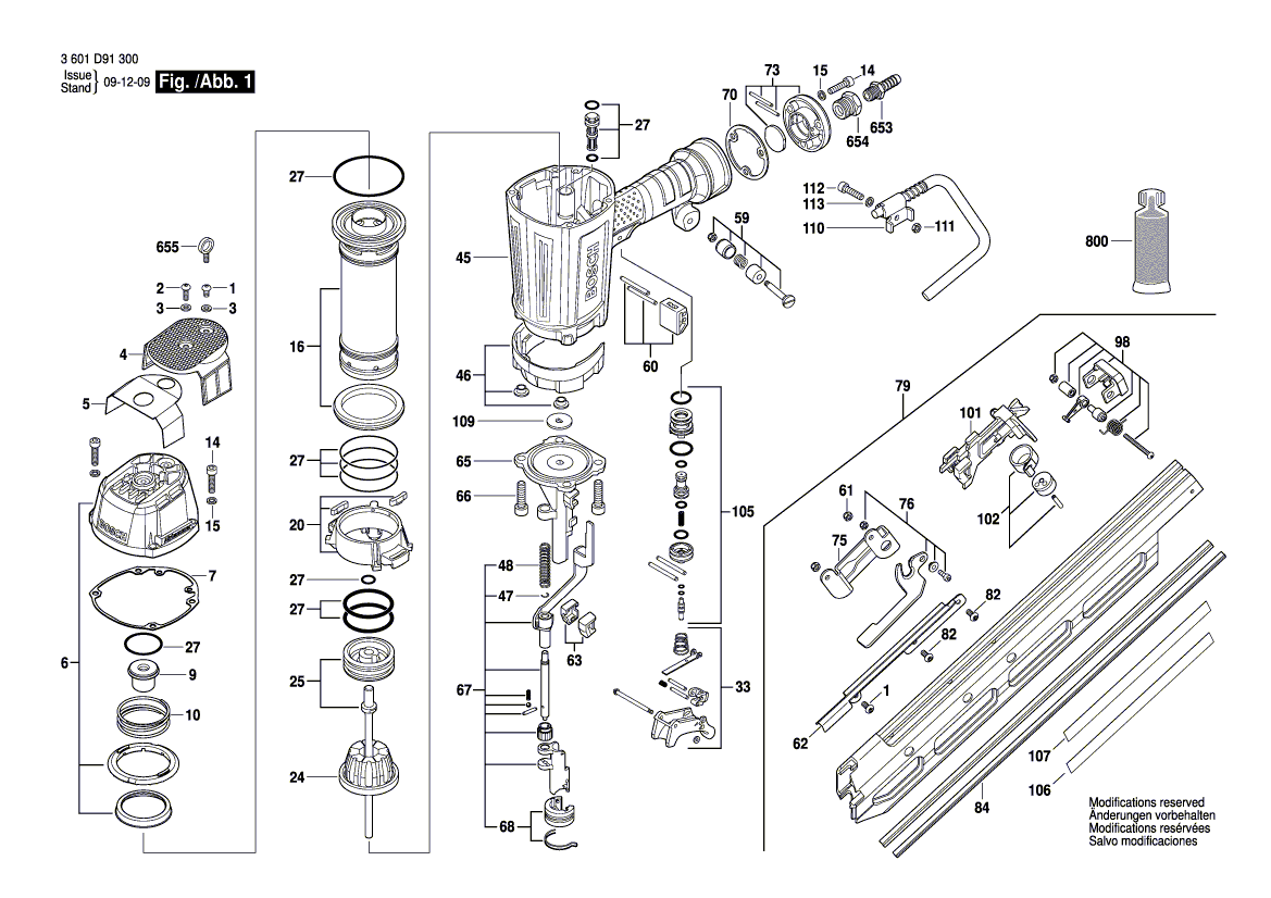 для инструмента Bosch GSN 100-34 DK 3601D91500, деталировка 1