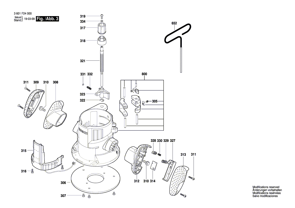 для мотора Bosch GOF 1600 CE 230 V 3601F24000, деталировка 3