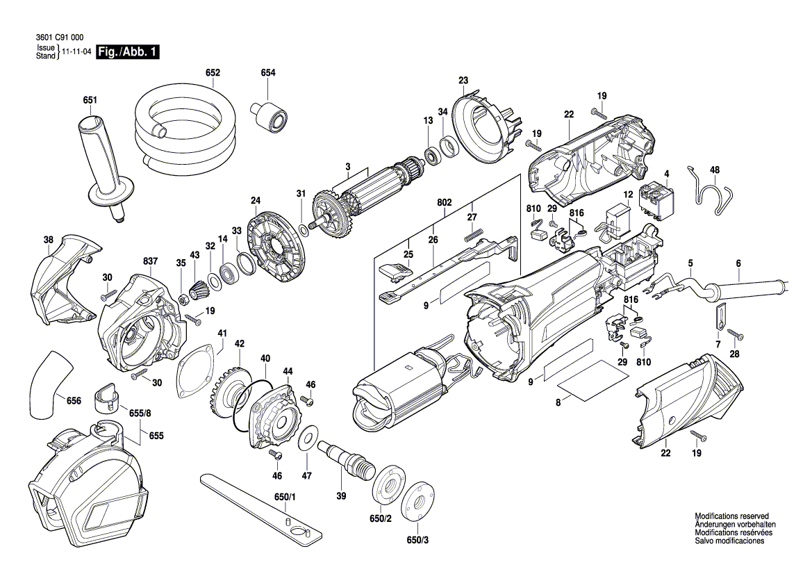 для плиткореза Bosch GCT-115 230 V 3601C91000, деталировка 1