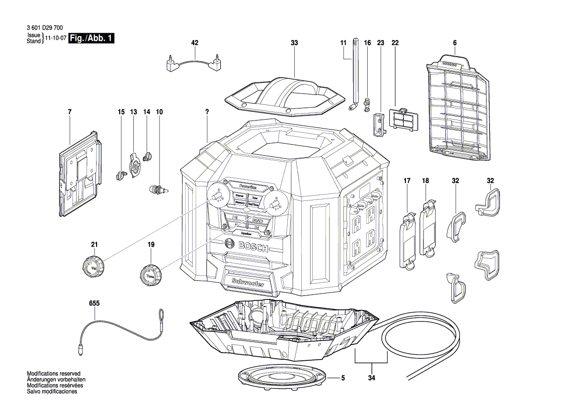 для радио-бокса Bosch GML 20 230 V 3601D29700, деталировка 1