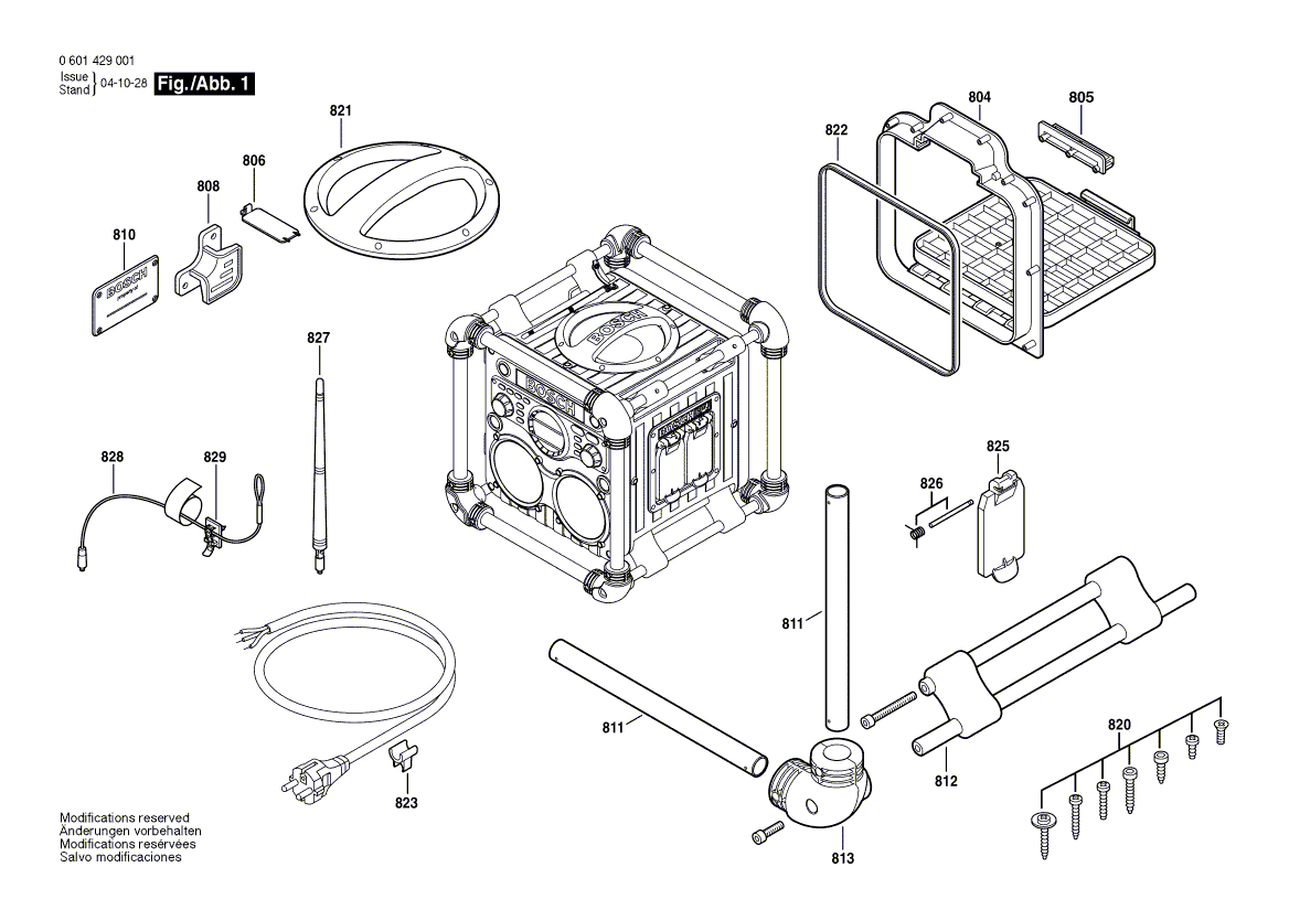 для радио-бокса Bosch GML 24 V 24 V 0601429001, деталировка 1