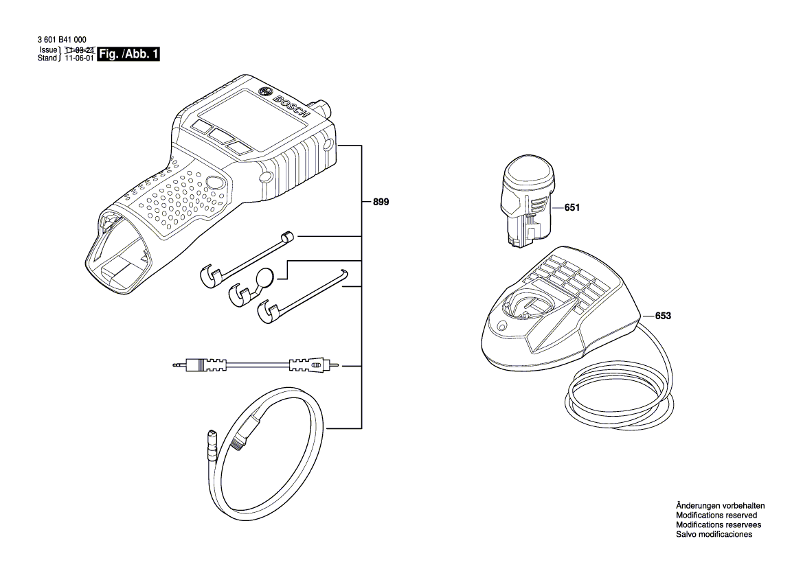 для смотровой камеры Bosch GOS 10,8 V-LI 10.8 V 3601B41000, деталировка 1