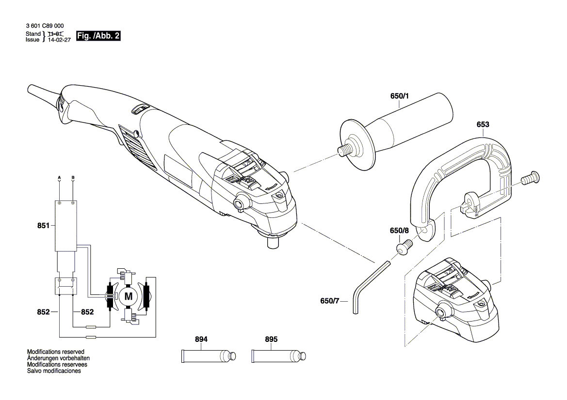 для угловой полировальной машины Bosch GPO 14 CE 230 V 3601C89000, деталировка 2