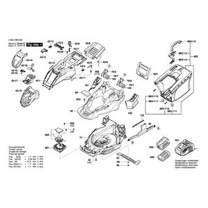 для газонокосилки Bosch AdvancedRotak 36-650 36 V 3600HB9600, деталировка 1