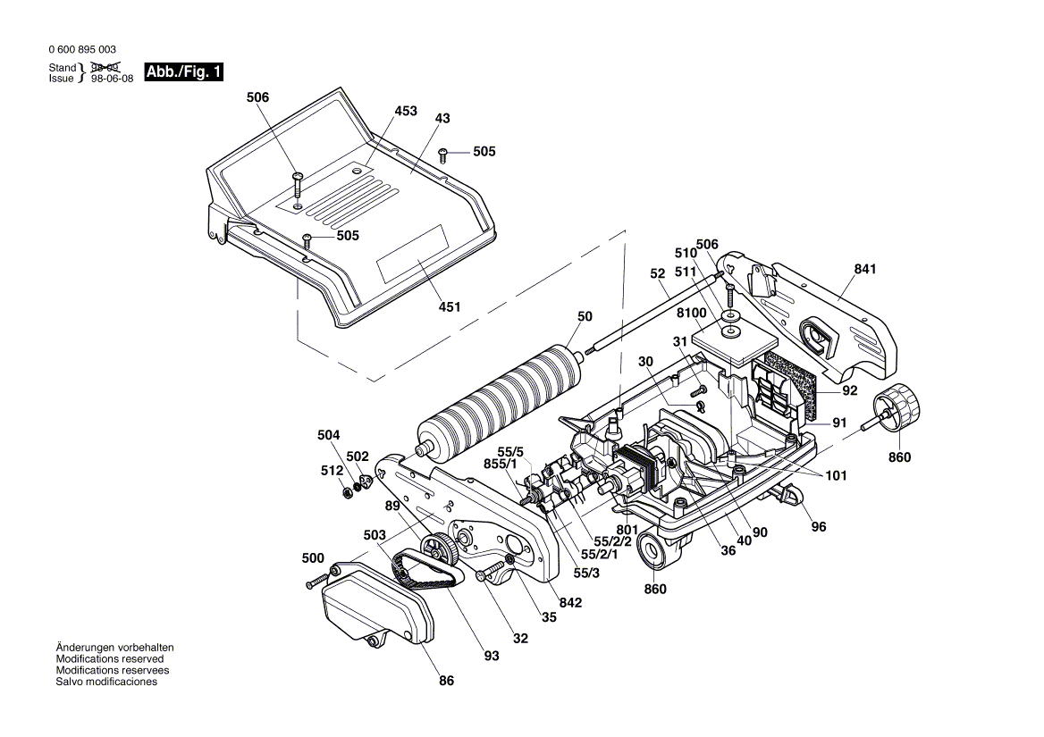 для газонокосилки Bosch AMR 30 230 V 0600895003, деталировка 1