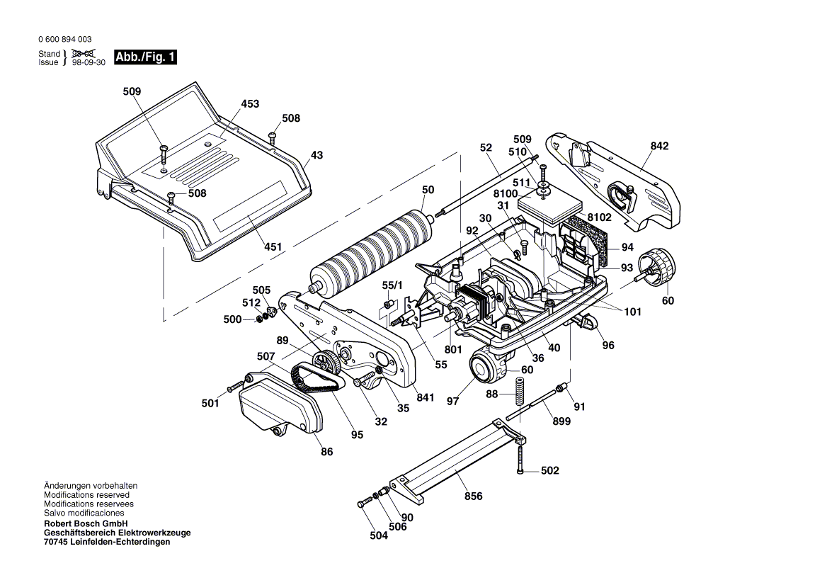 для газонокосилки Bosch ASM 30 230 V 0600894003, деталировка 1