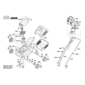 для газонокосилки Bosch ROTAK 1000 230 V 3600H85A01, деталировка 1