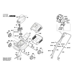 для газонокосилки Bosch ROTAK 1000 230 V 3600H85A05, деталировка 1