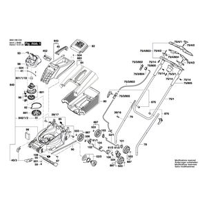 для газонокосилки Bosch ROTAK 32 Ergoflex 230 V 3600H85E00, деталировка 1