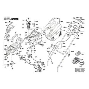 для газонокосилки Bosch ROTAK 32 LI High Power 36 V 3600H85D01, деталировка 1