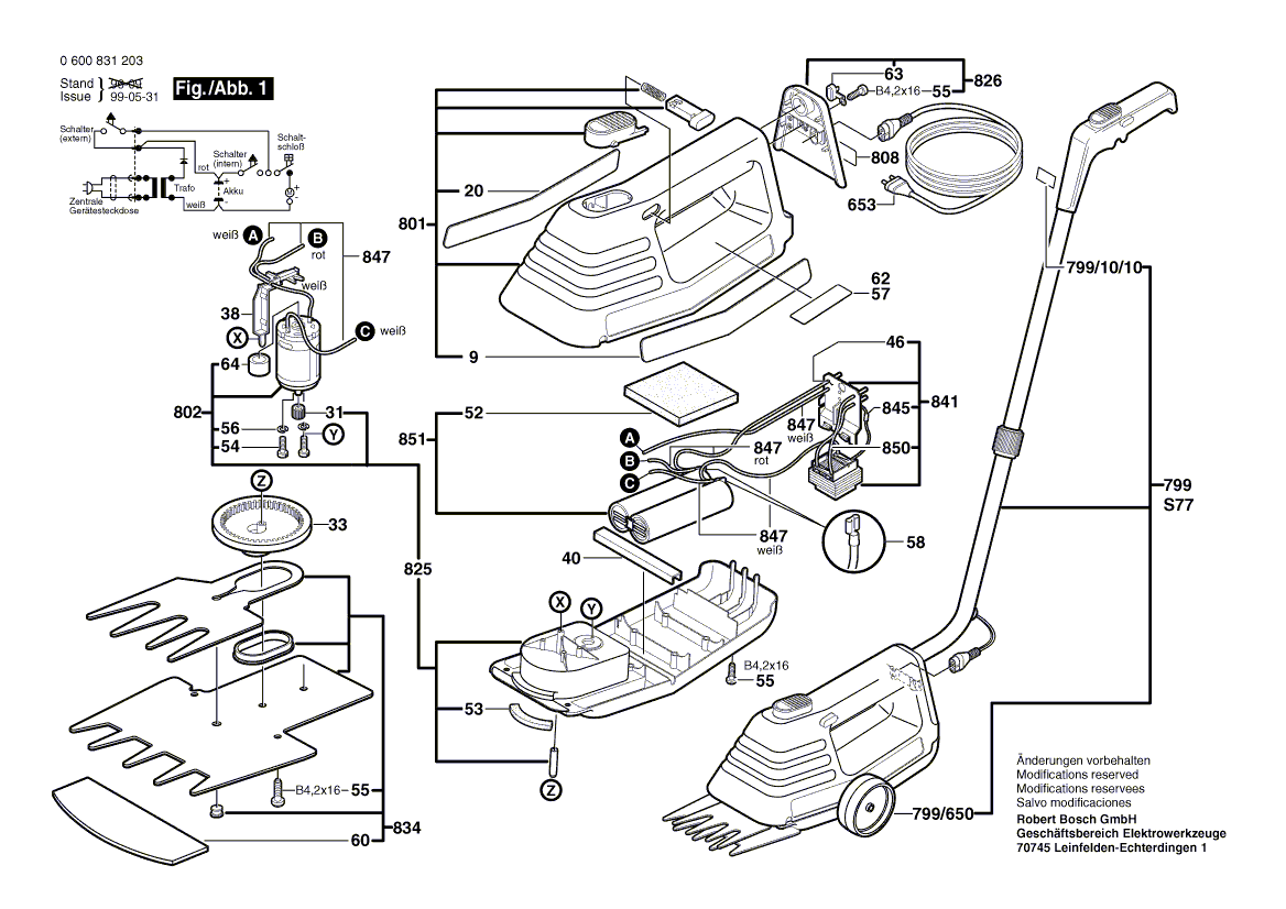 для кустореза Bosch AGS 10 4.8 V 0600831203, деталировка 1