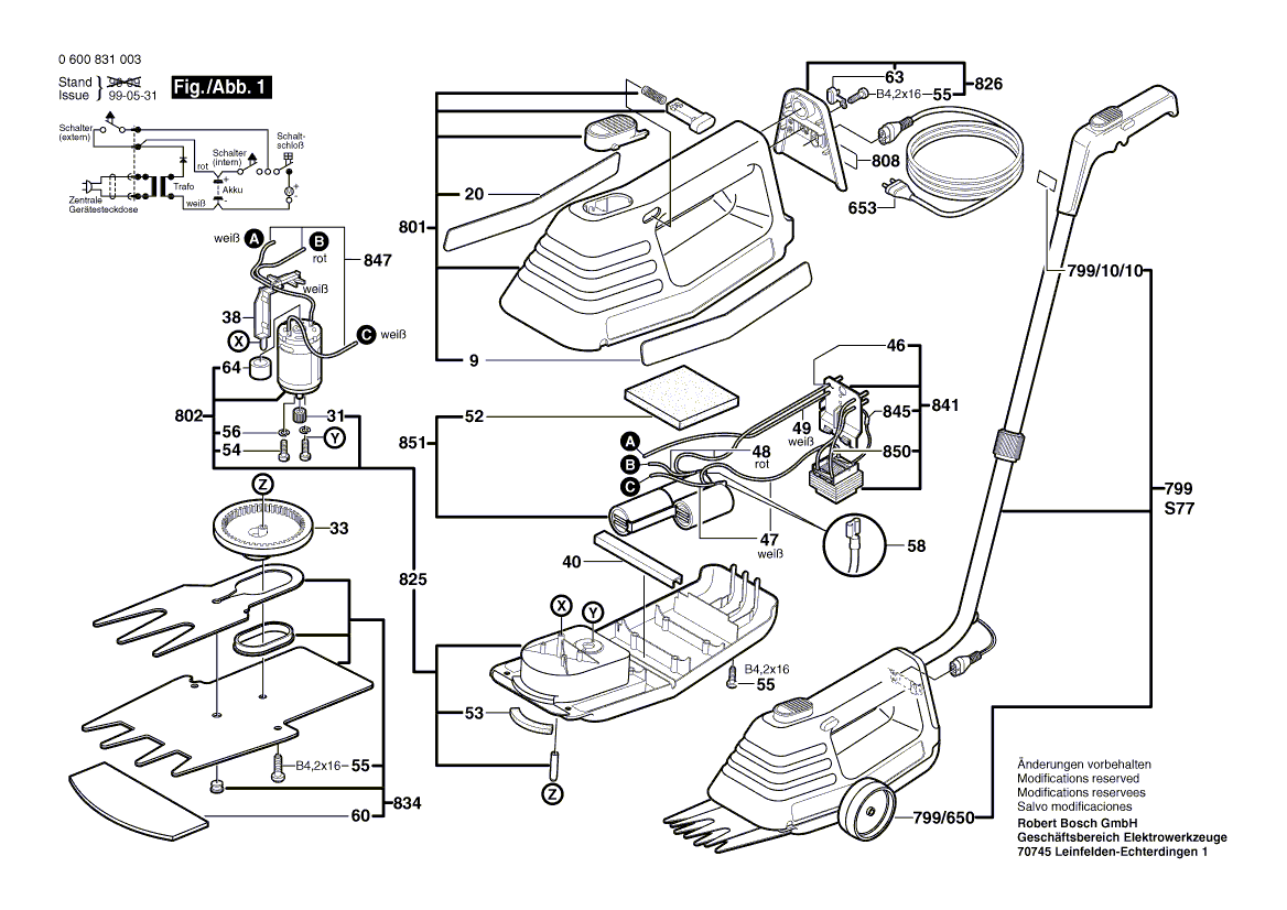 для кустореза Bosch AGS 8 3.6 V 0600831003, деталировка 1