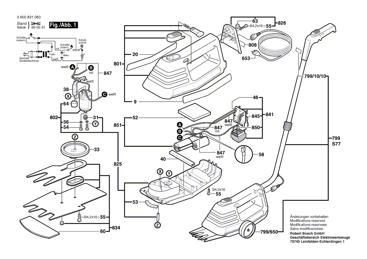 для кустореза Bosch AGS 8 3.6 V 0600831060, деталировка 1