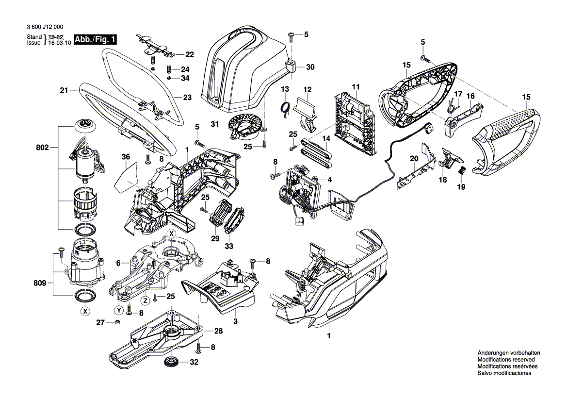 для кустореза Bosch GHE 70 R 36 V 3600J12002, деталировка 1
