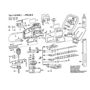 для кустореза Bosch PHS 36 G 220 V 0600830003, деталировка 1