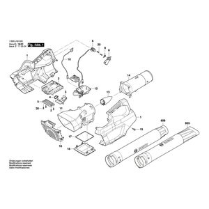 для аккумуляторного садового пылесоса Bosch GBL 860 36 V 3600J16000, деталировка 1