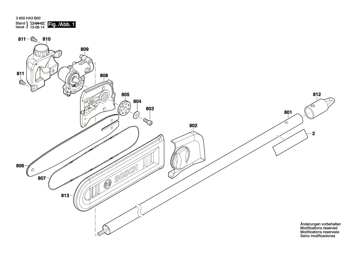 для сучкореза Bosch AMW 10 SG 230 V 3600HA3B00, деталировка 1