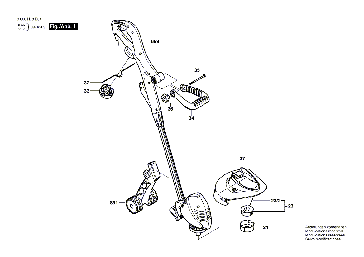 для триммера для травы Bosch ART 23 COMBITRIM 230 V 3600H78B04, деталировка 1