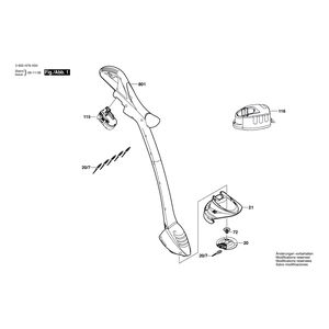 для триммера для травы Bosch ART 23 EASYTRIM ACCU 14.4 V 3600H78H00, деталировка 1