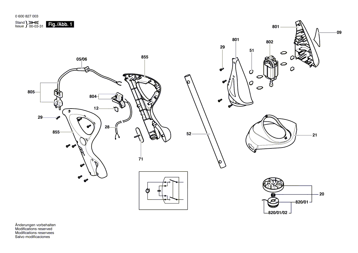 для триммера для травы Bosch ART 23 G 230 V 0600827003, деталировка 1