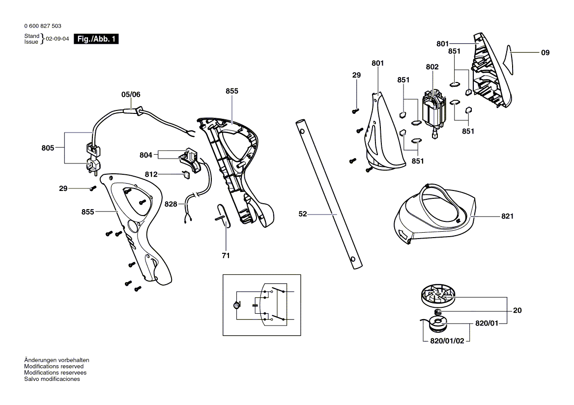 для триммера для травы Bosch ART 23 G 230 V 0600827503, деталировка 1