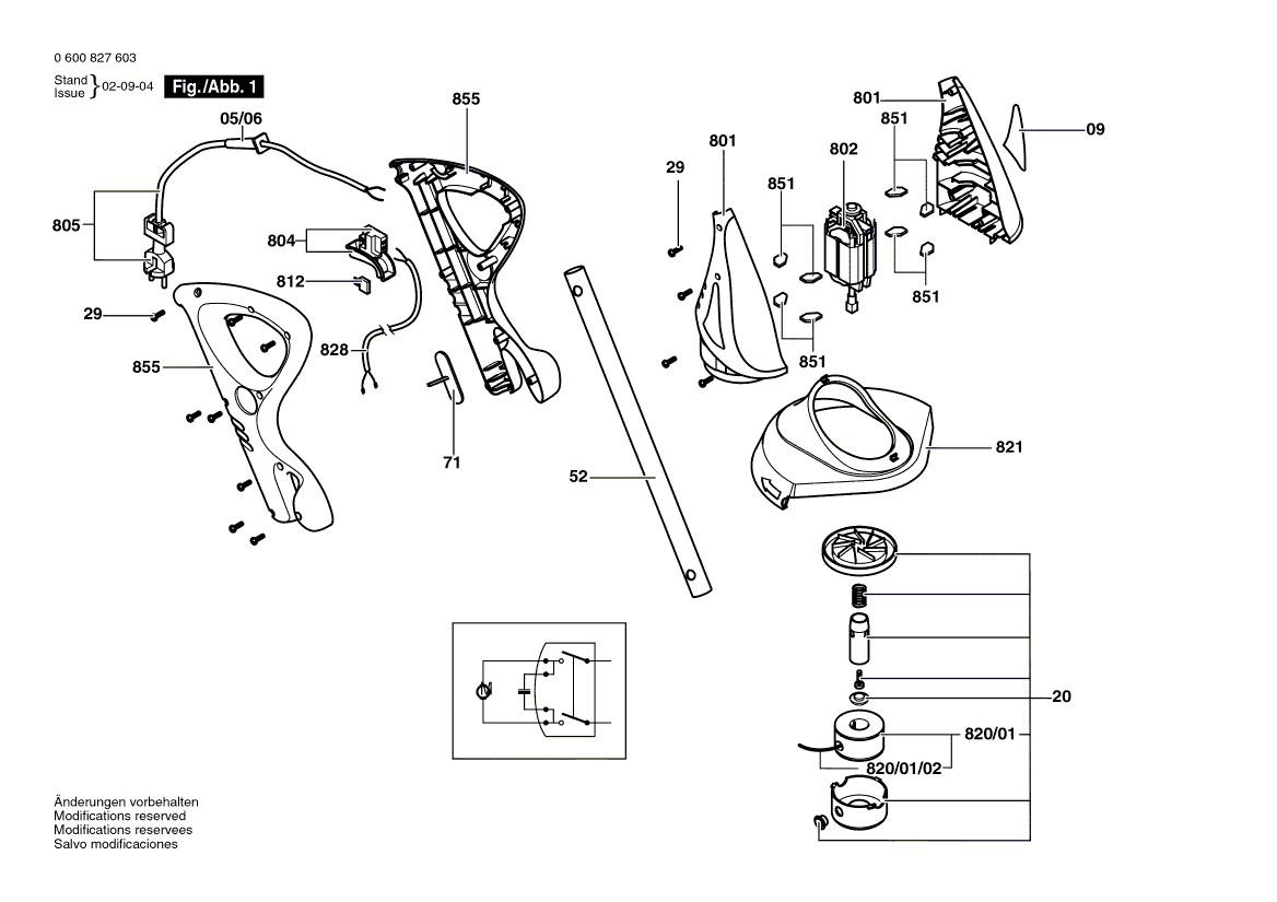 для триммера для травы Bosch ART 23 GF 230 V 0600827603, деталировка 1