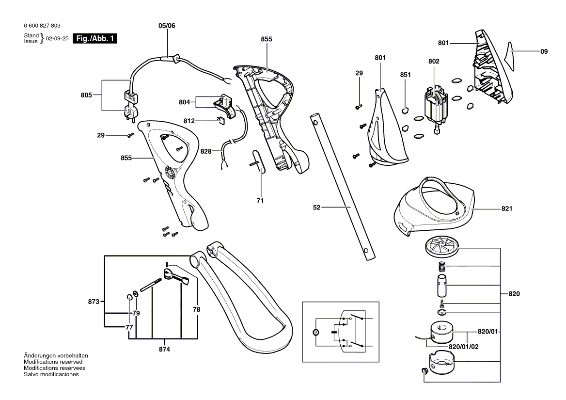 для триммера для травы Bosch ART 23 GFS 230 V 0600827803, деталировка 1