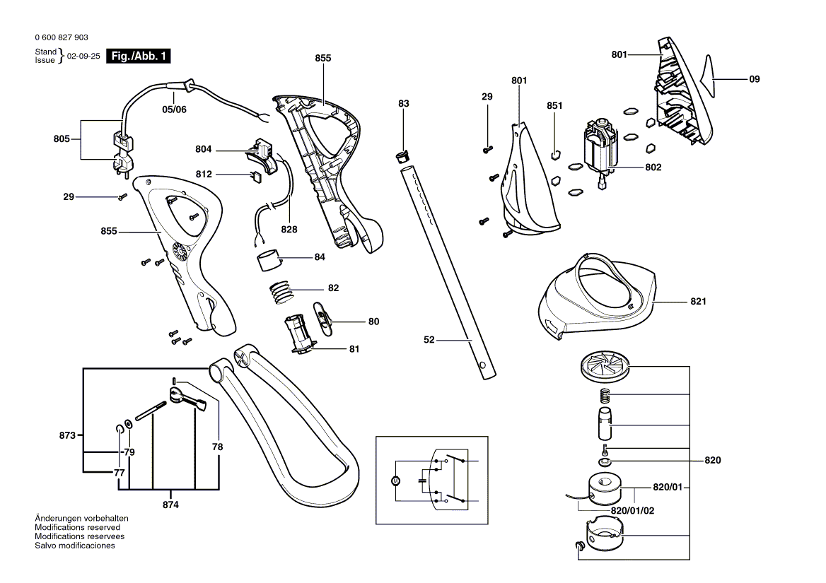 для триммера для травы Bosch ART 23 GFSV 230 V 0600827903, деталировка 1