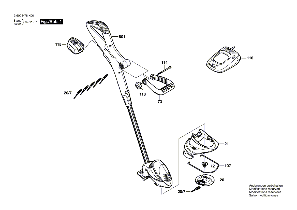 для триммера для травы Bosch ART 23 LI 14,4 14.4 V 3600H78K00, деталировка 1