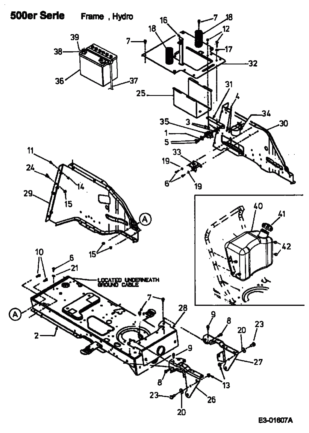 MTD Артикул 13AP518E678 (год выпуска 2002). Аккумулятор, Frame, Fuel tank