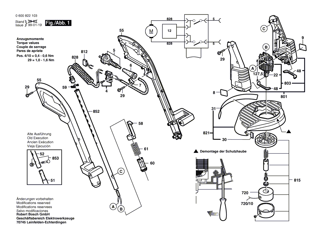 для триммера для травы Bosch ART 25 F 230 V 0600822103, деталировка 1