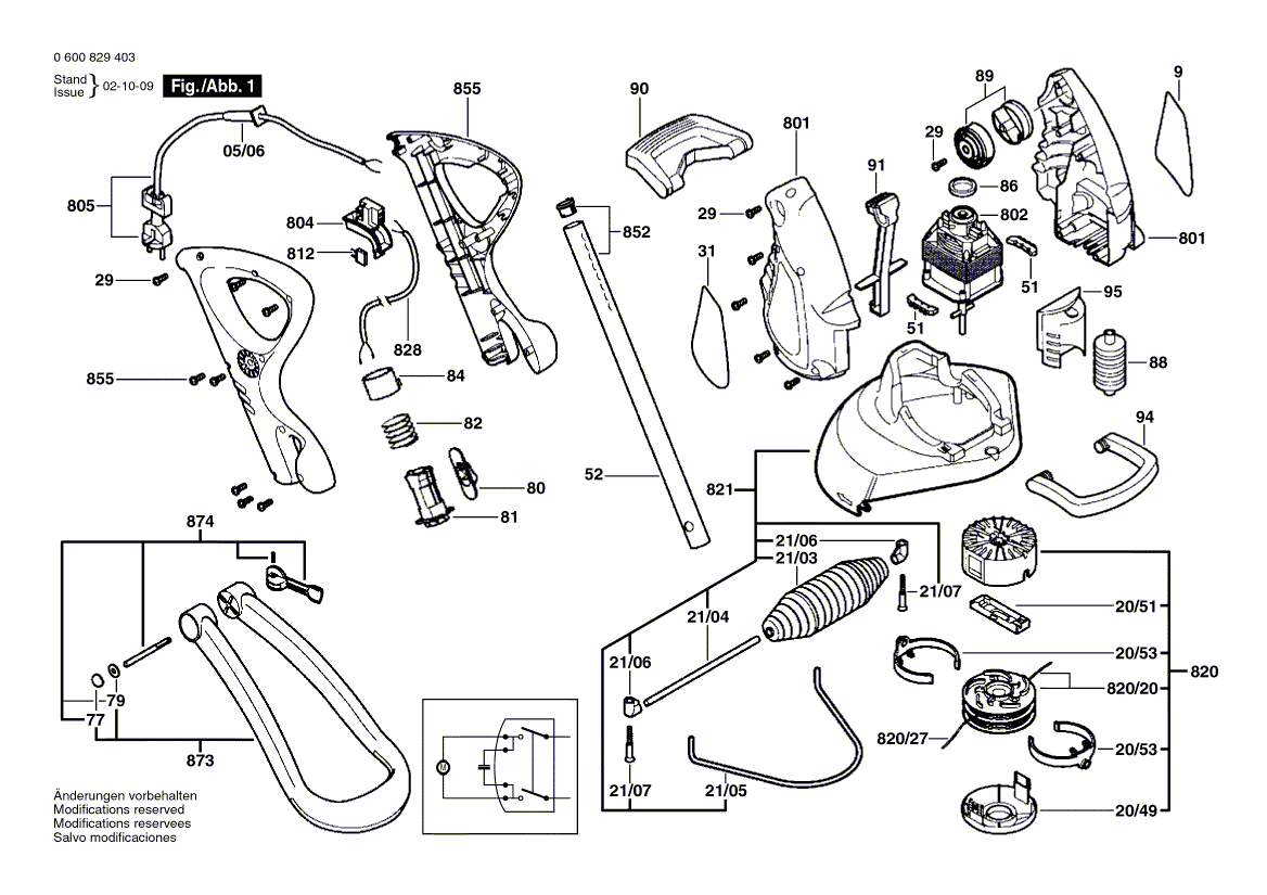 для триммера для травы Bosch ART 30 230 V 0600829477, деталировка 1