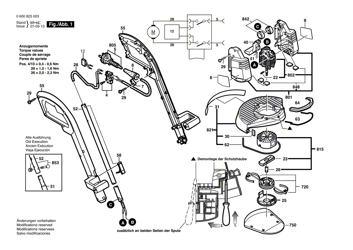 для триммера для травы Bosch ART 30 D 230 V 0600825003, деталировка 1