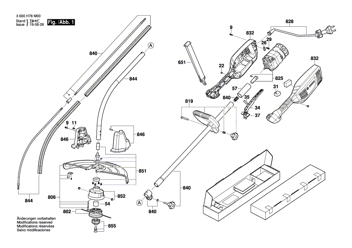 для триммера для травы Bosch ART 35 230 V 3600H78M00, деталировка 1