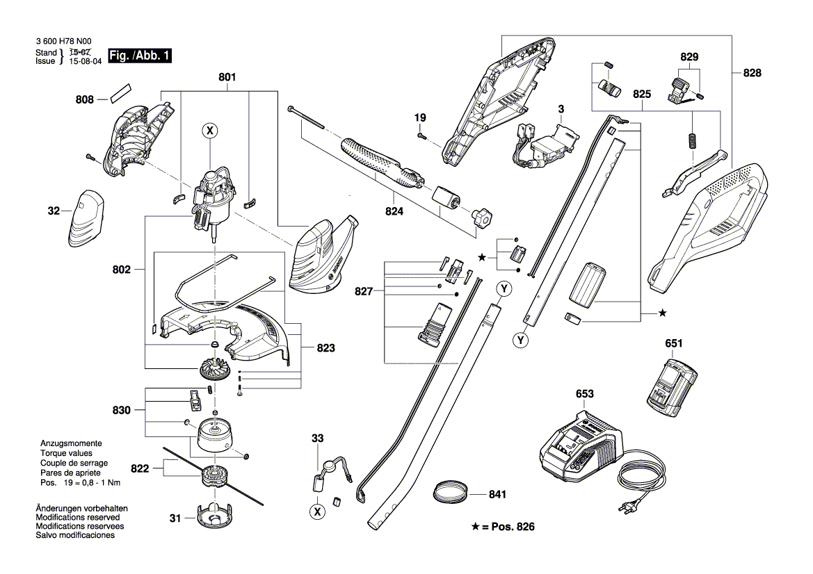 для триммера для травы Bosch ART Expert LI 36 V 3600H78N02, деталировка 1