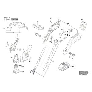 для триммера для травы Bosch EasyGrassCut 18 18 V 3600HC1C01, деталировка 1