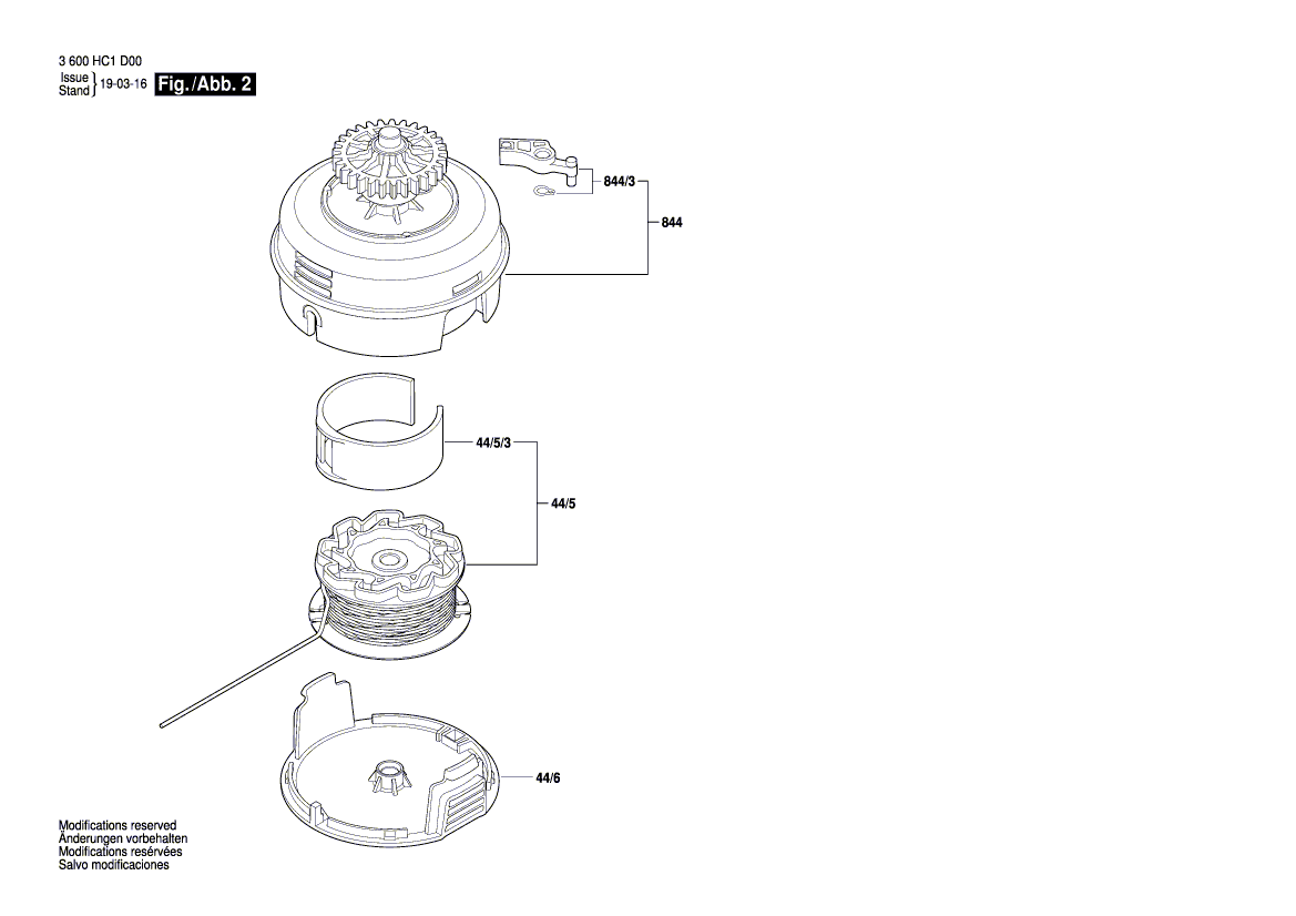 для триммера для травы Bosch UniGrassCut 18 18 V 3600HC1D00, деталировка 2