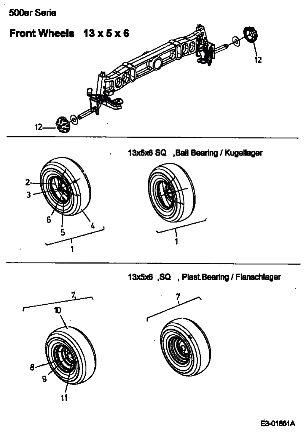 MTD Артикул 13AP518E678 (год выпуска 2002). Передние колеса 13x5