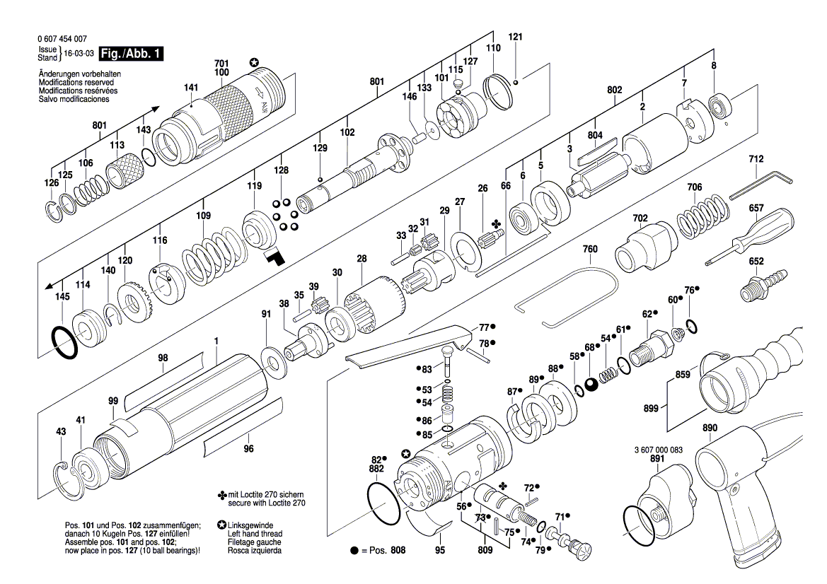 для шуруповерта Bosch 120 WATT-SERIE 120 WATT 0607454007, деталировка 1